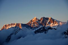 
Nuptse, Everest, Lhotse South Face, Lhotse, Lhotse Middle, Lhotse Shar From Mera High Camp At Sunset
